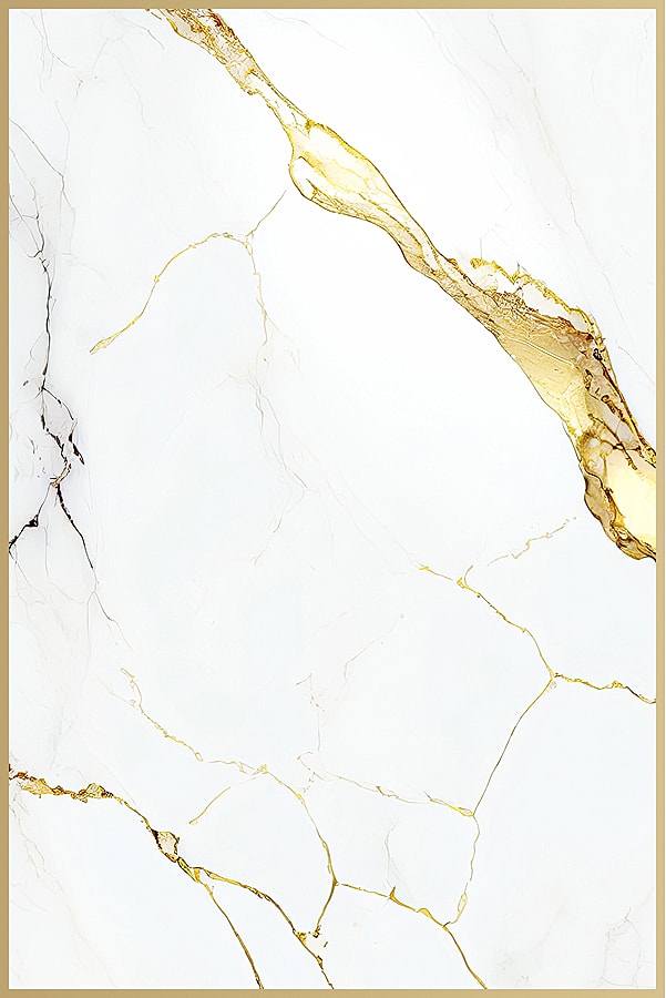 Elegant white marble with gold veining.