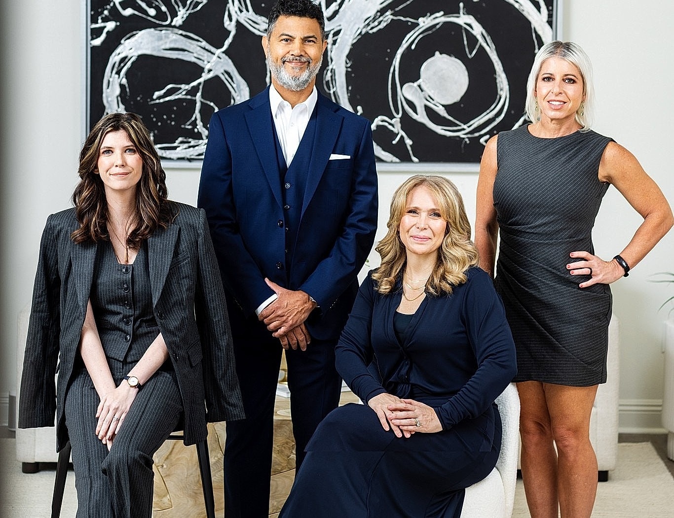 People walking in a modern office environment.